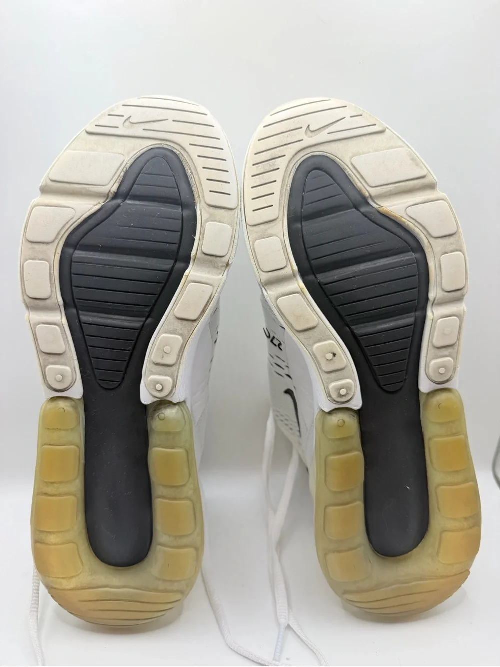 Nike White & Black Air Max 270 Sneakers with Yellowed Heel